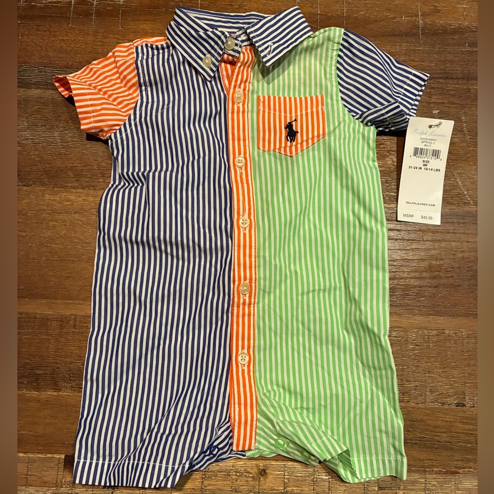 Ralph Lauren Green and Blue Striped Outfit